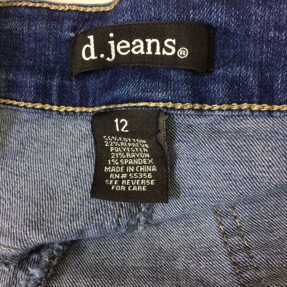 D.Jeans Faux Sailor Button Front Jeans Size 12 Blue Stretch High Rise Straight - Picture 4 of 4